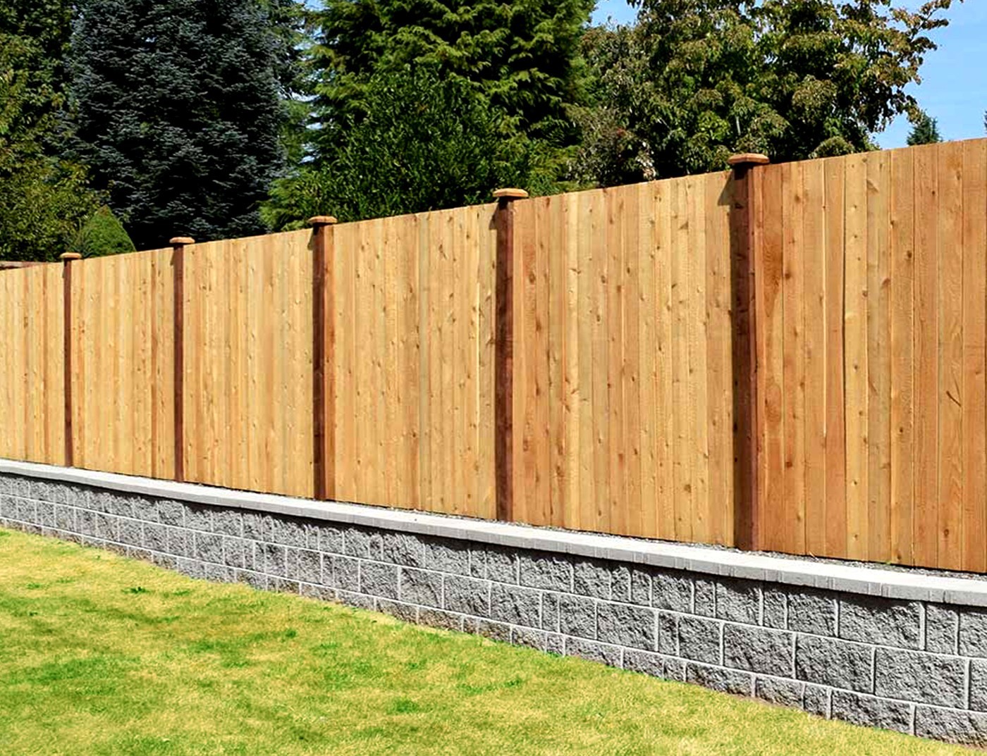 Retaining Block with 6-Foot Cedar Fence